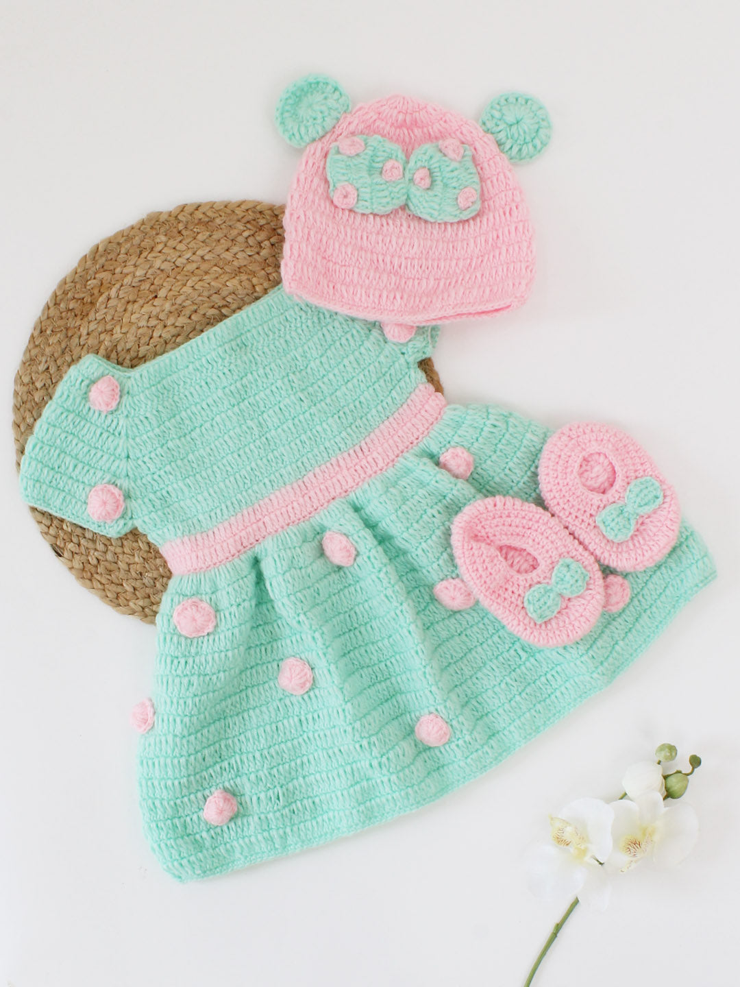 Handmade Crochet Micky Mouse Style Dress Set