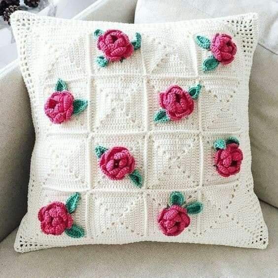 Rose Pattern Crochet Cushion covers